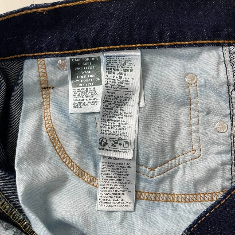 Levis 513 Jeans Mens 38x32 Blue Slim Straight Jeans Indigo Denim Preppy Grunge